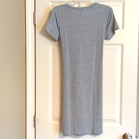 Coco and Main Tie Waist T-Shirt Dress in Heather Gray - Picture 7 of 9